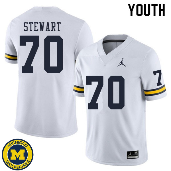 Youth Michigan Wolverines #70 Jack Stewart White Football Jersey